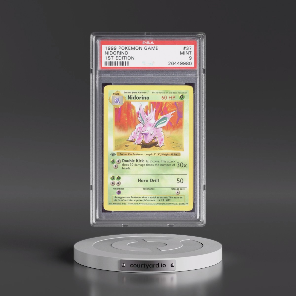 1999 Pokémon Game #37 Nidorino - 1st Edition (PSA 9 MINT)