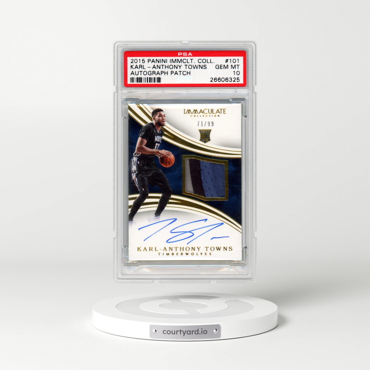 2015 Panini Immaculate Collection #101 Karl-Anthony Towns - Autograph Patch (PSA 10 GEM MINT)