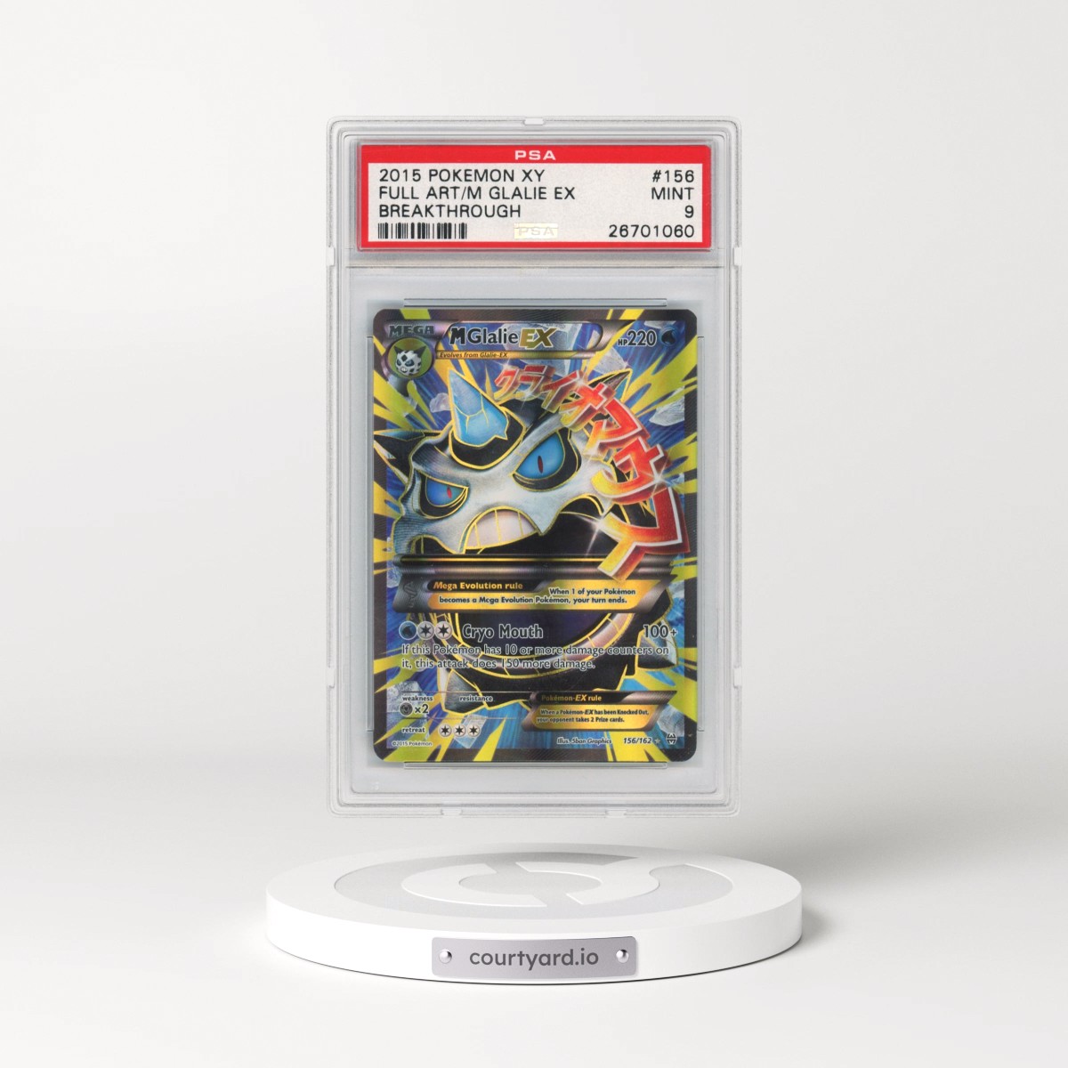 2015 Pokémon XY Breakthrough #156 M Glalie EX - Holo Full Art (PSA 9 MINT)
