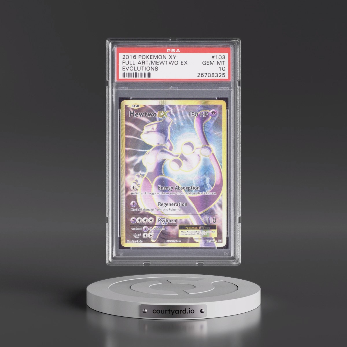 2016 Pokémon XY Evolutions #103 Mewtwo EX - Holo Full Art (PSA 10 GEM MINT)