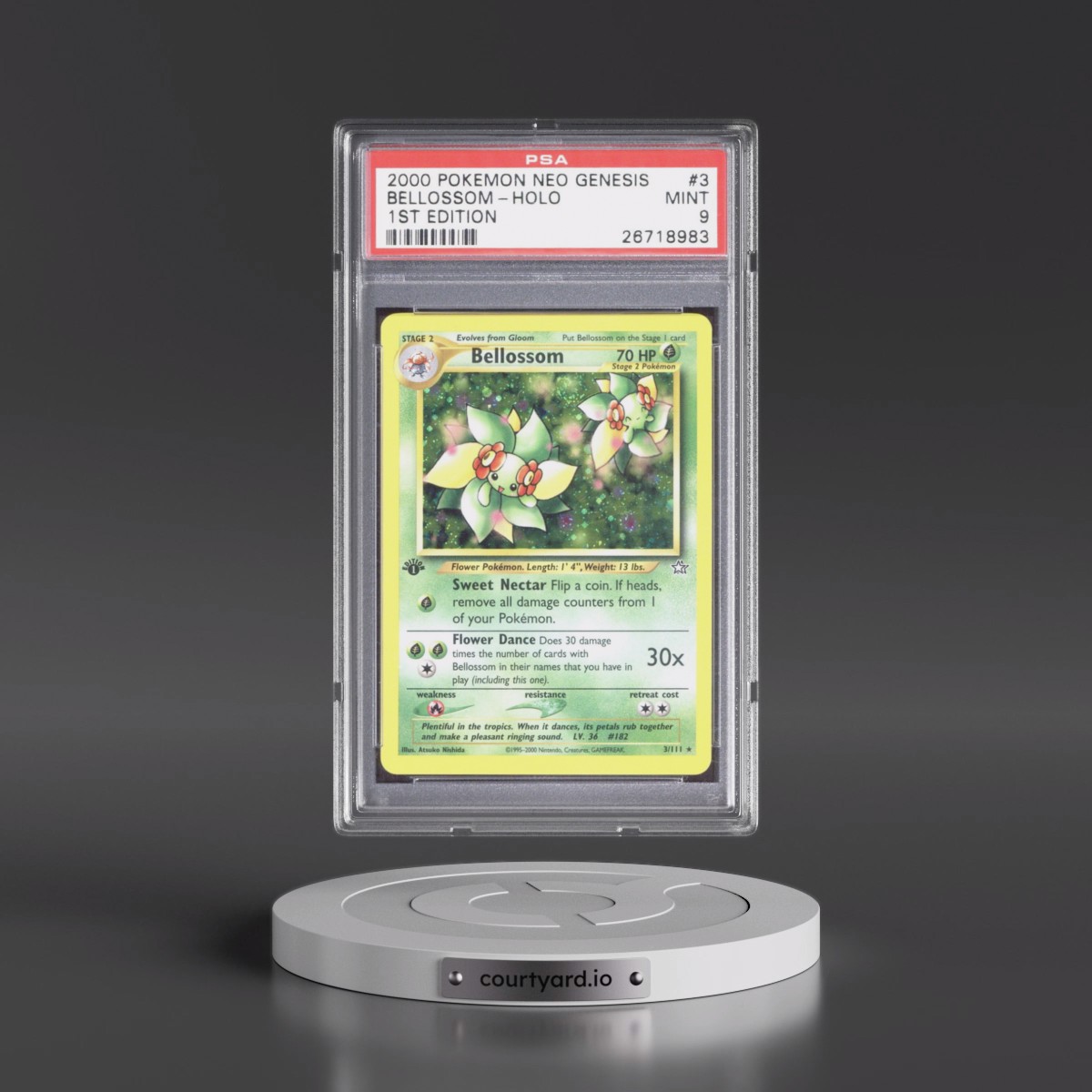 2000 Pokémon Neo Genesis #3 Bellossom - 1st Edition Holo (PSA 9 MINT)