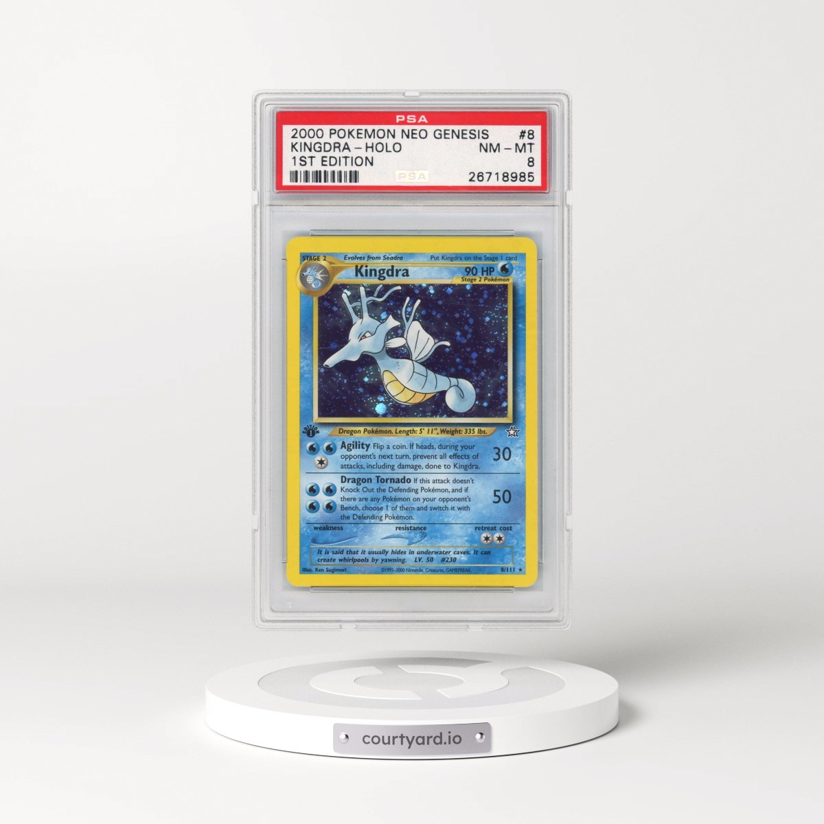 2000 Pokémon Neo Genesis #8 Kingdra - 1st Edition Holo (PSA 8 NM-MT)