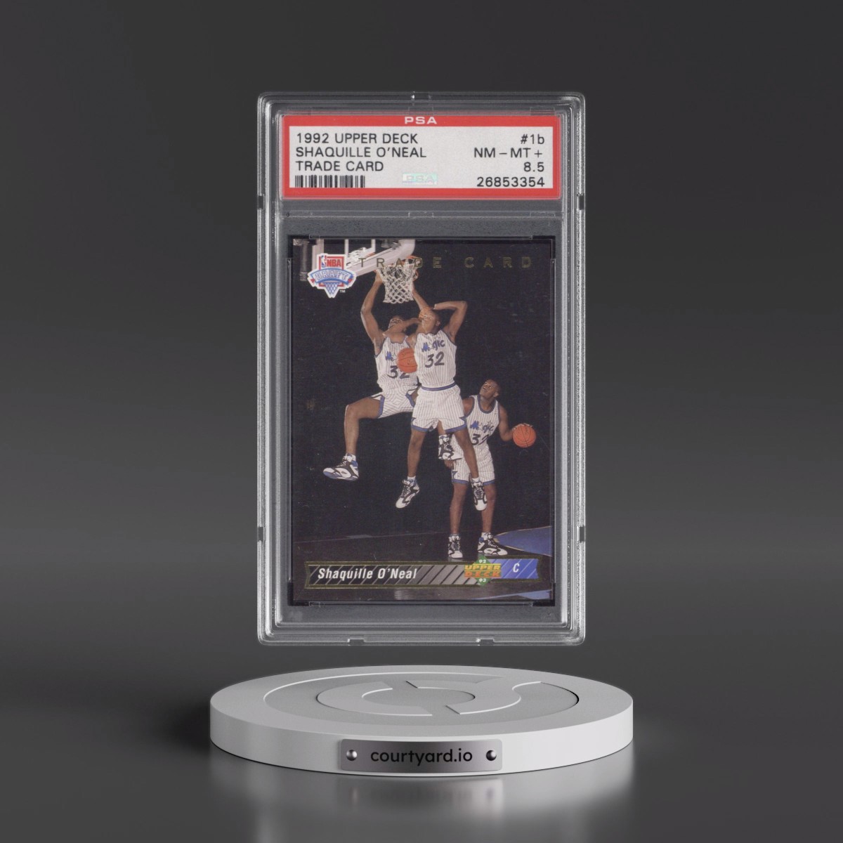 1992 Upper Deck #1b Shaquille O'Neal - Trade Card (PSA 8.5 NM-MT+)