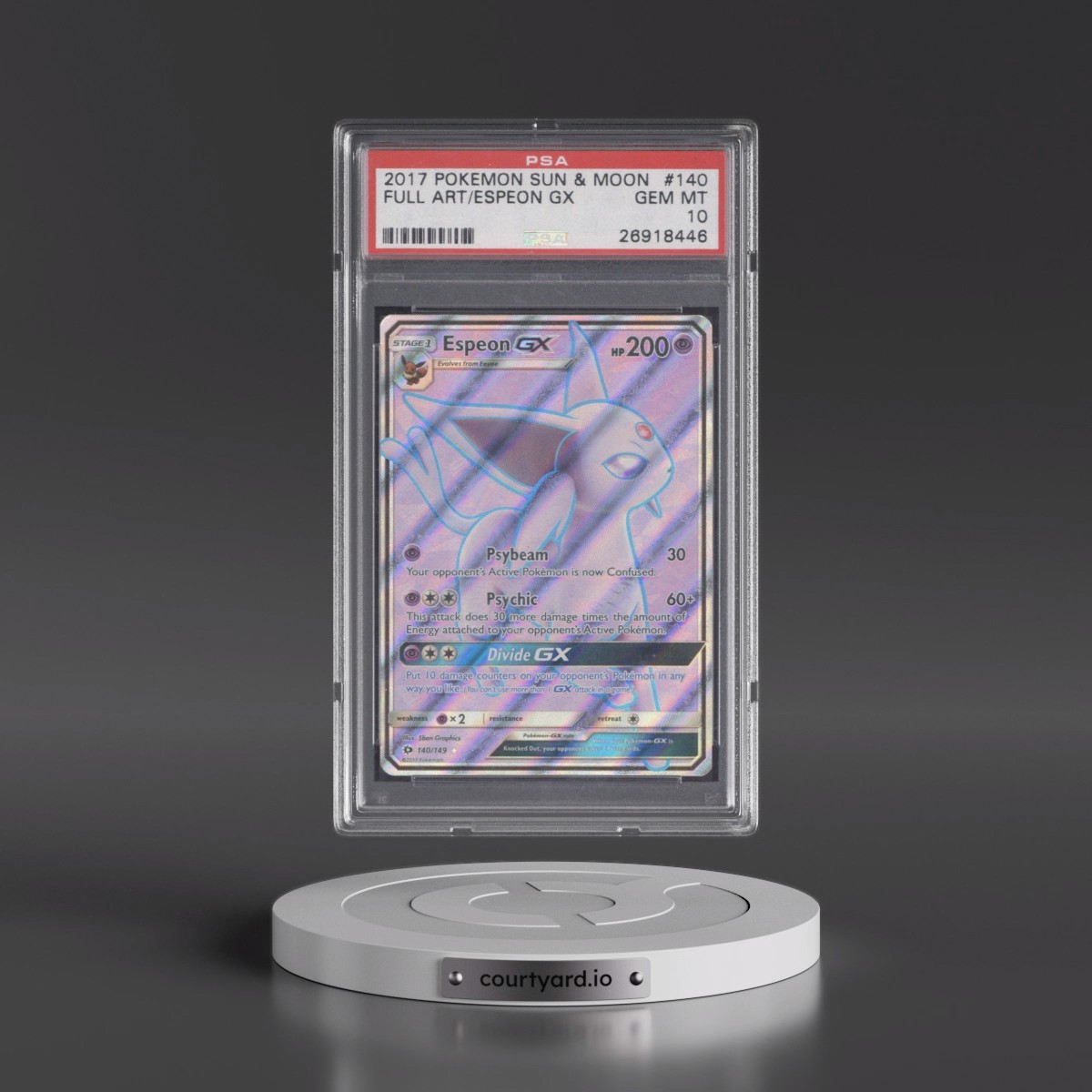 2017 Pokémon Sun & Moon #140 Espeon GX - Holo Full Art (PSA 10 GEM MINT)