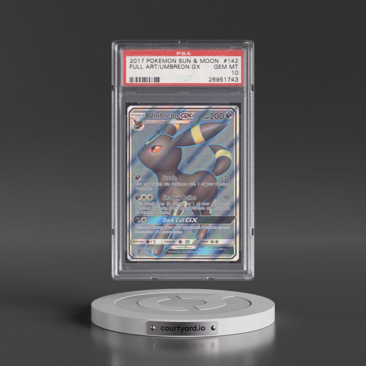 2017 Pokémon Sun & Moon #142 Umbreon GX - Holo Full Art (PSA 10 GEM MINT)