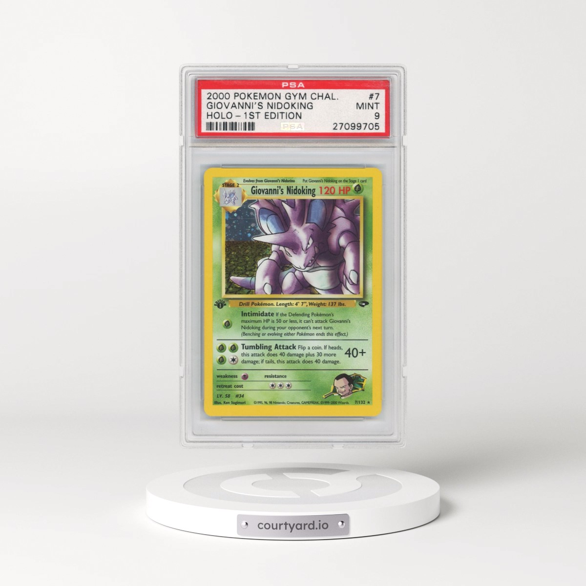 2000 Pokémon Gym Challenge #7 Giovanni's Nidoking - 1st Edition Holo (PSA 9 MINT)