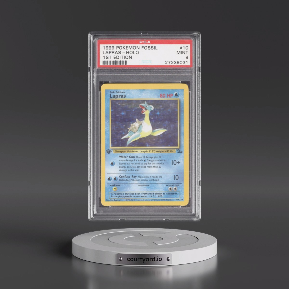 1999 Pokémon Fossil #10 Lapras - 1st Edition Holo (PSA 9 MINT)