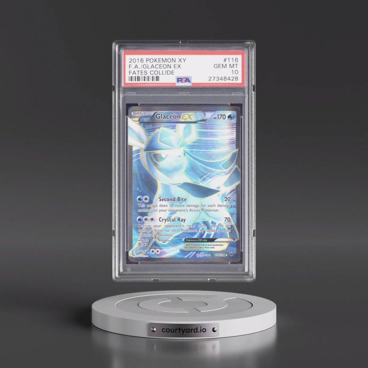 2016 Pokémon XY Fates Collide #116 Glaceon EX - Holo Full Art (PSA 10 GEM MINT)