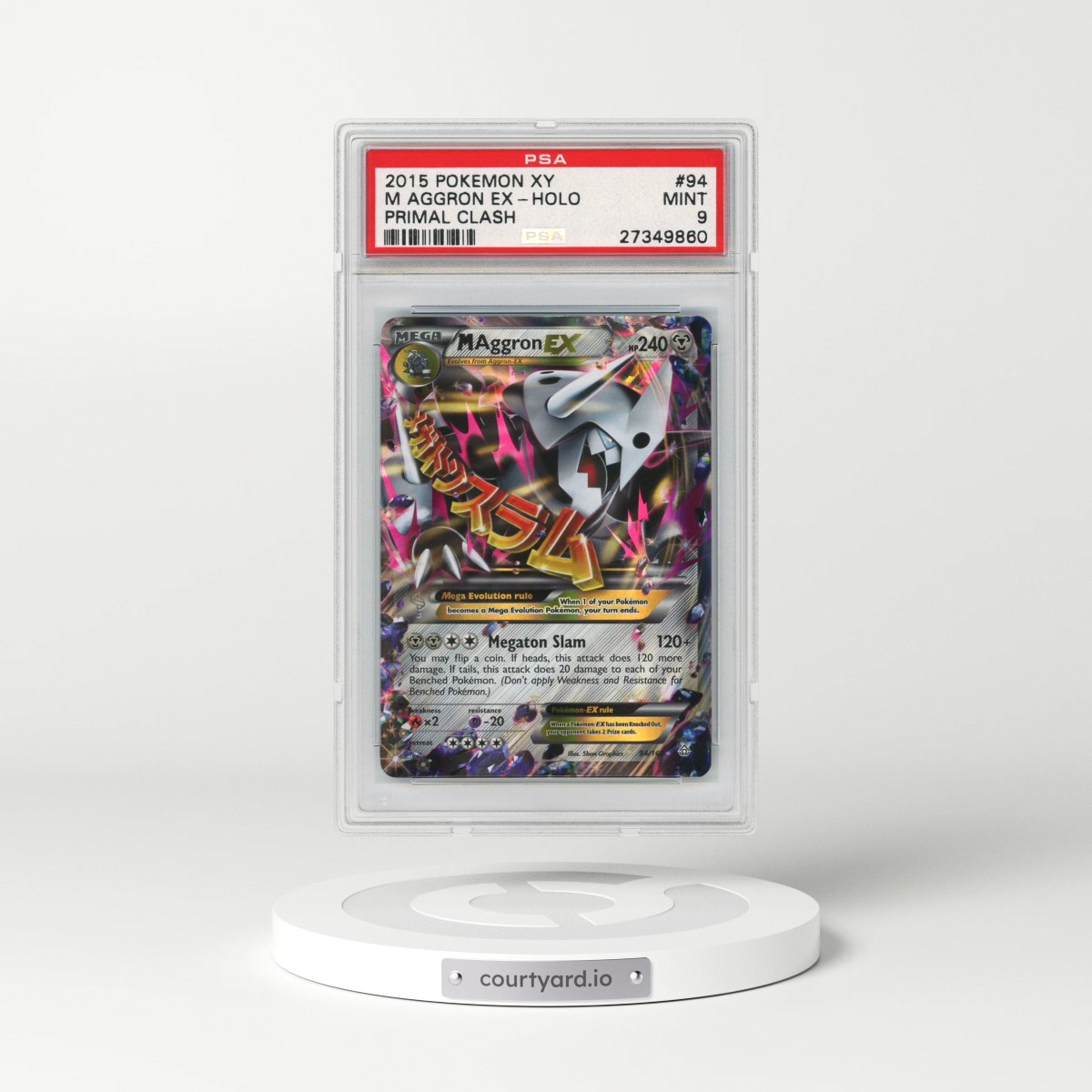 2015 Pokémon XY Primal Clash #94 M Aggron EX - Holo (PSA 9 MINT)