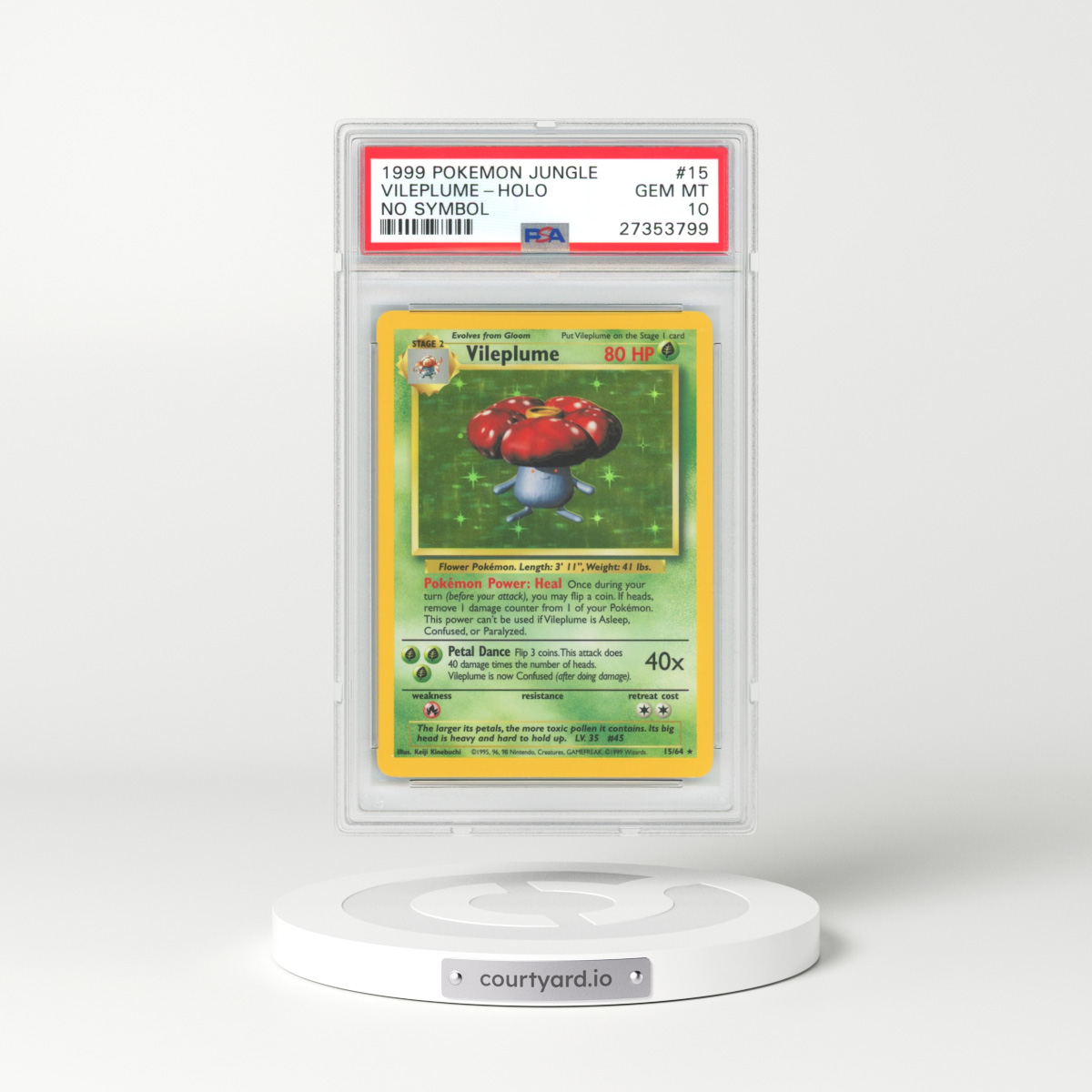 1999 Jungle #15 Vileplume - Holo No Symbol (PSA 10 GEM MINT)