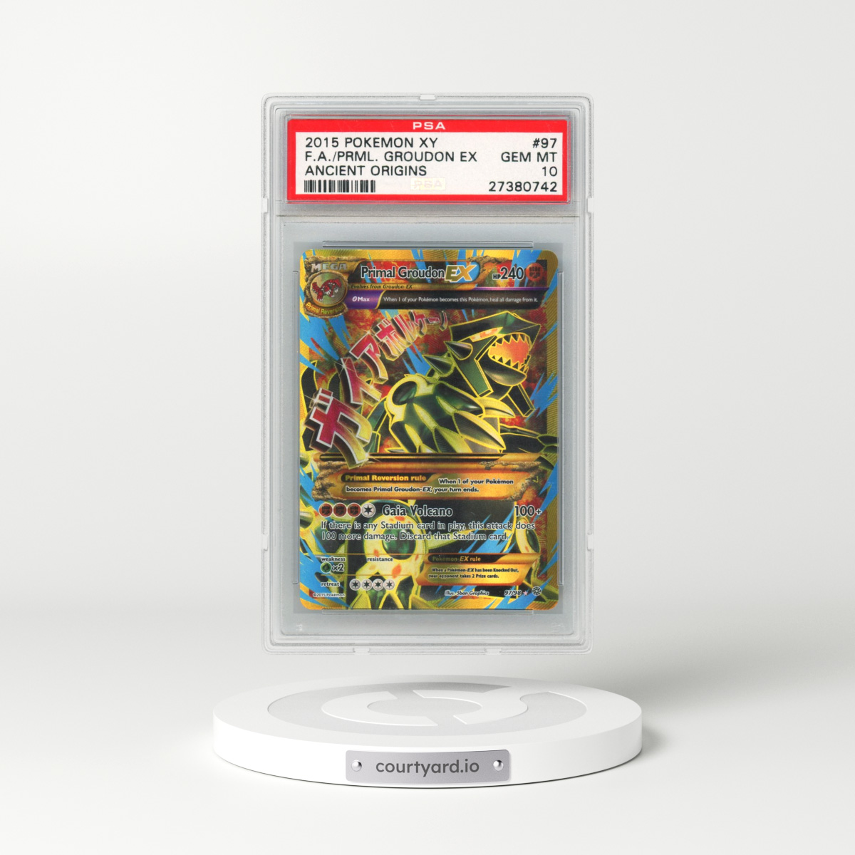 2015 Pokémon XY Ancient Origins #97 Primal Groudon EX - Holo Full Art (PSA 10 GEM MINT)