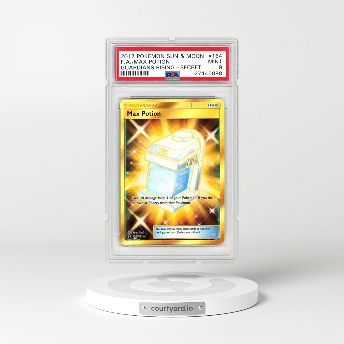 2017 Pokémon Sun & Moon Guardians Rising #164 Max Potion - Full Art Secret (PSA 9 MINT)