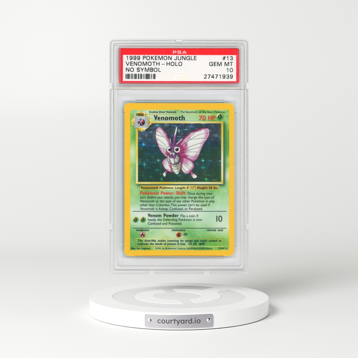 1999 Jungle #13 Venomoth - Holo No Symbol (PSA 10 GEM MINT)