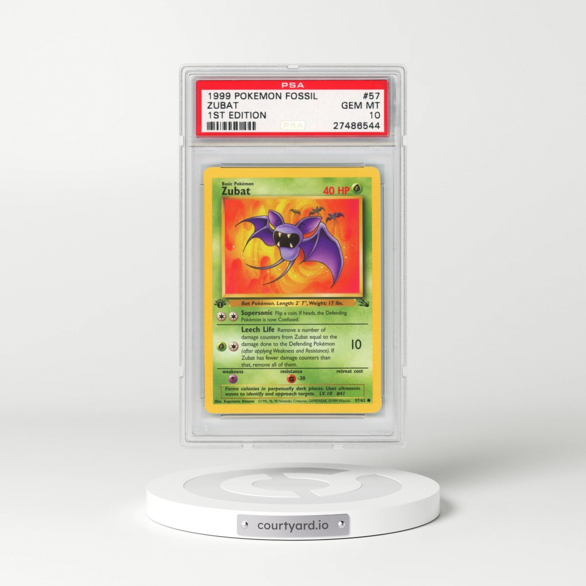 1999 Pokémon Fossil #57 Zubat - 1st Edition (PSA 10 GEM MINT)