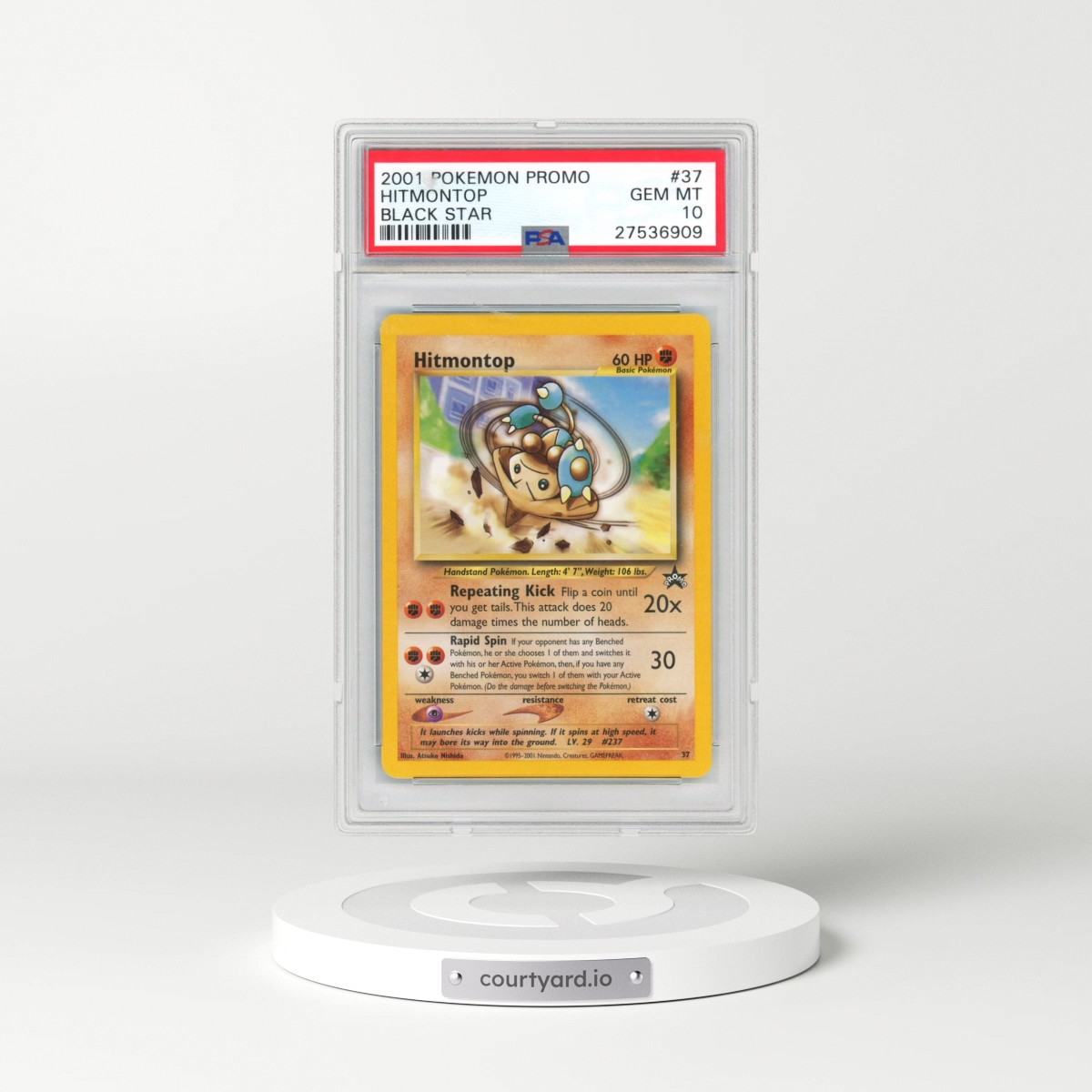 2001 Pokémon Promo Black Star #37 Hitmontop - Pokemon League (PSA 10 GEM MINT)