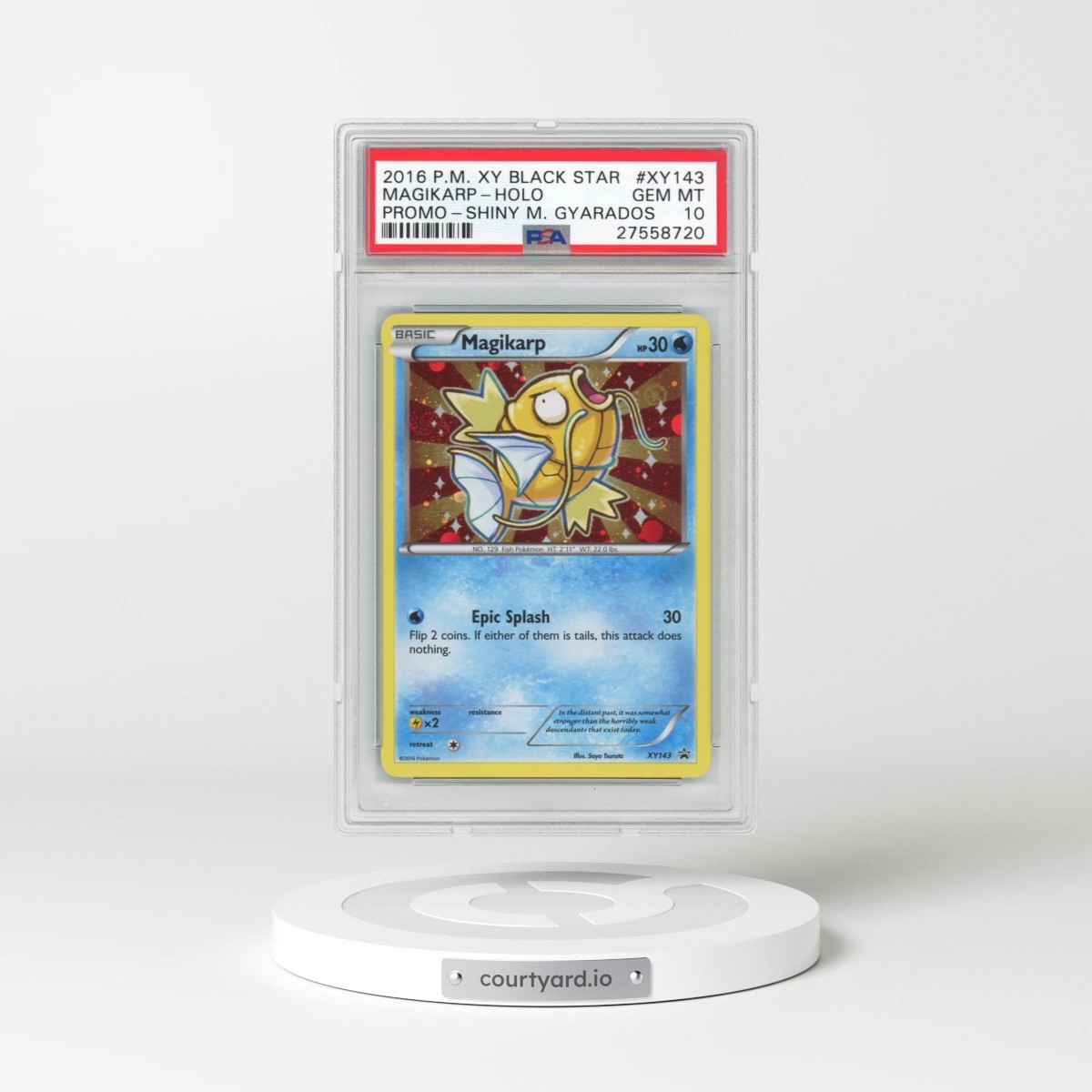 2016 Pokémon XY Black Star Promo #XY143 Magikarp - Holo Shiny Mega Gyarados (PSA 10 GEM MINT)