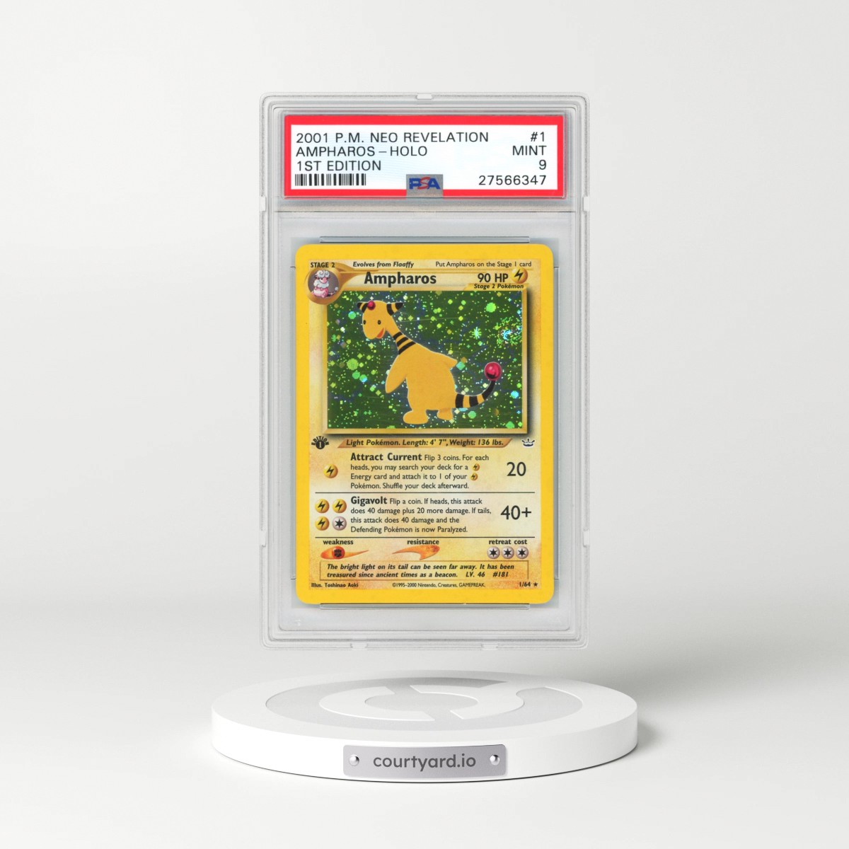 2001 Pokémon Neo Revelation #1 Ampharos - 1st Edition Holo (PSA 9 MINT)