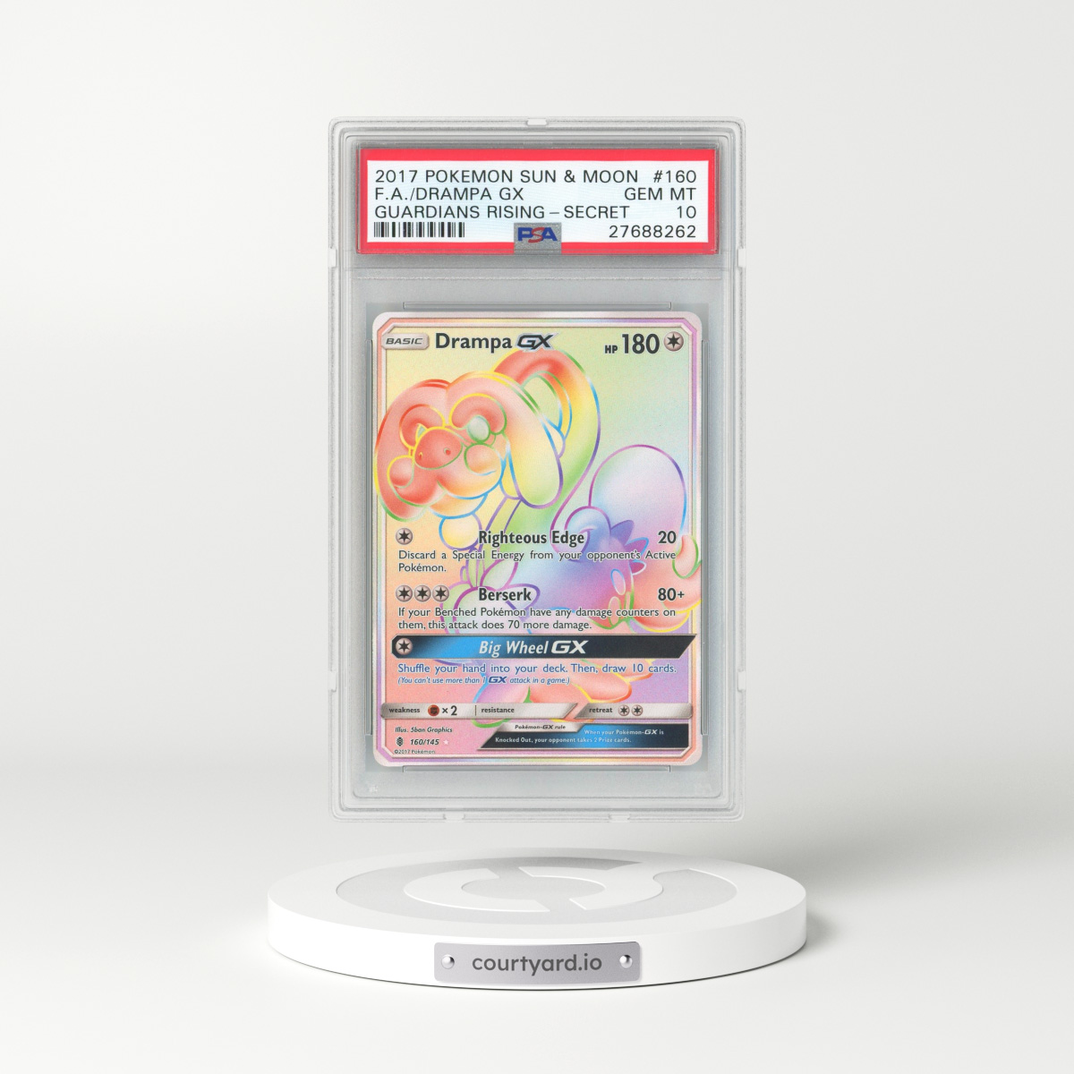 2017 Guardians Rising #160 Drampa GX - Full Art Holo (PSA 10 GEM MINT)