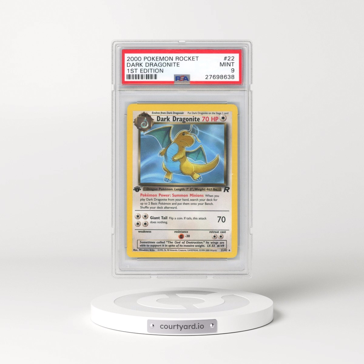 2000 Pokémon Rocket #22 Dark Dragonite - 1st Edition (PSA 9 MINT)