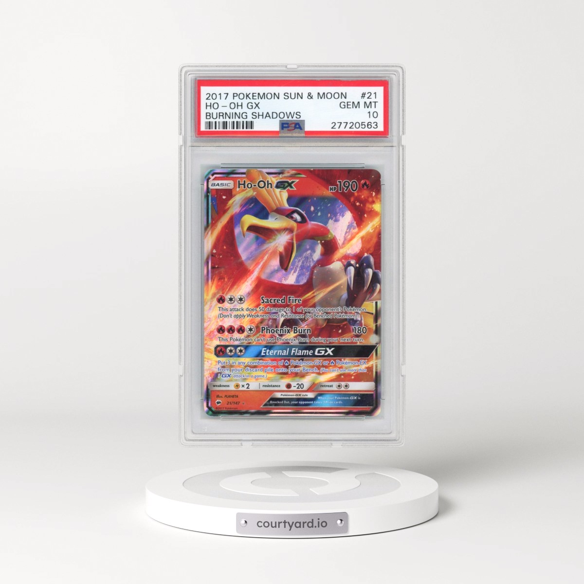 2017 Pokémon Sun & Moon Burning Shadows #21 HO-Oh GX - Holo (PSA 10 GEM MINT)