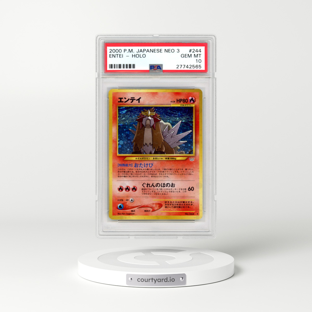 2000 Pokémon Neo 3 #244 Entei - Holo (PSA 10 GEM MINT)