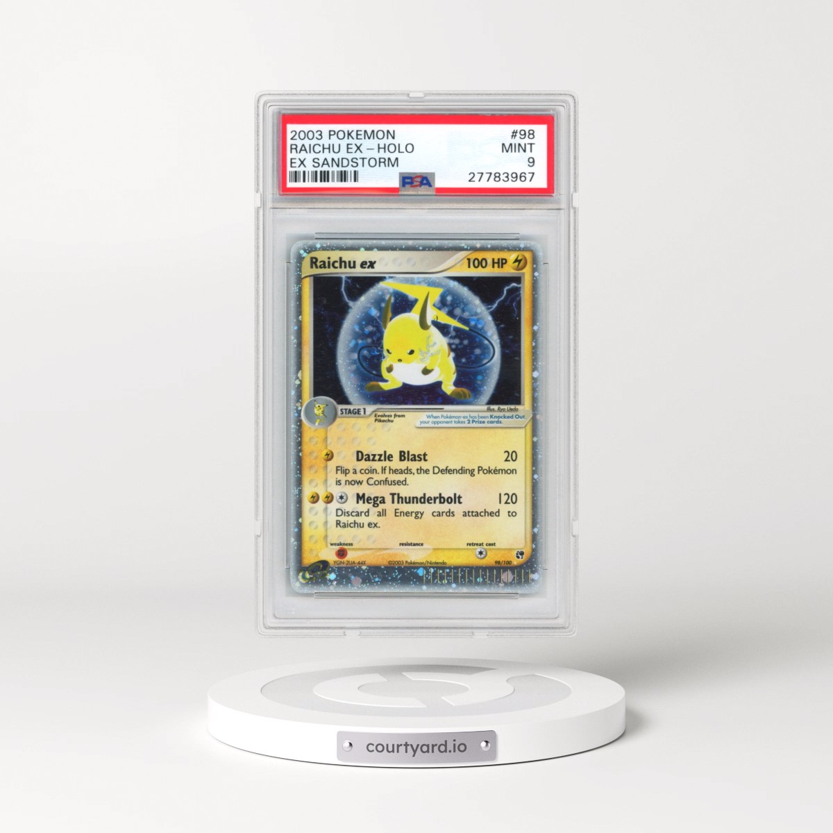 2003 Pokémon EX Sandstorm #98 Raichu EX - Holo Holo (PSA 9 MINT)