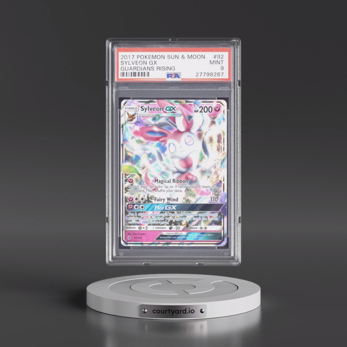 2017 Pokémon Sun & Moon Guardians Rising #92 Sylveon GX - Holo (PSA 9 MINT)