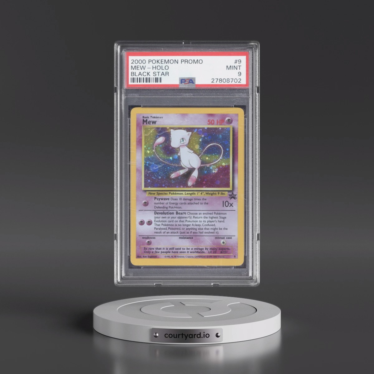 2000 Pokémon Promo Black Star #9 Mew - Holo Pokemon League (PSA 9 MINT)