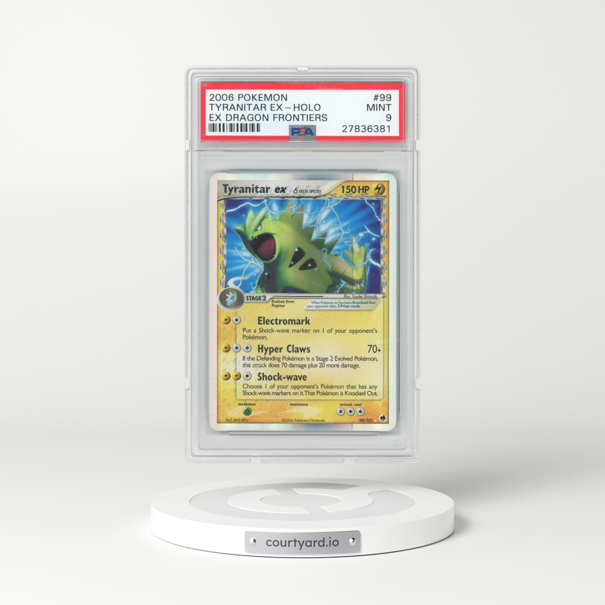 2006 Pokémon EX Dragon Frontiers #99 Tyranitar EX - Holo Holo (PSA 9 MINT)