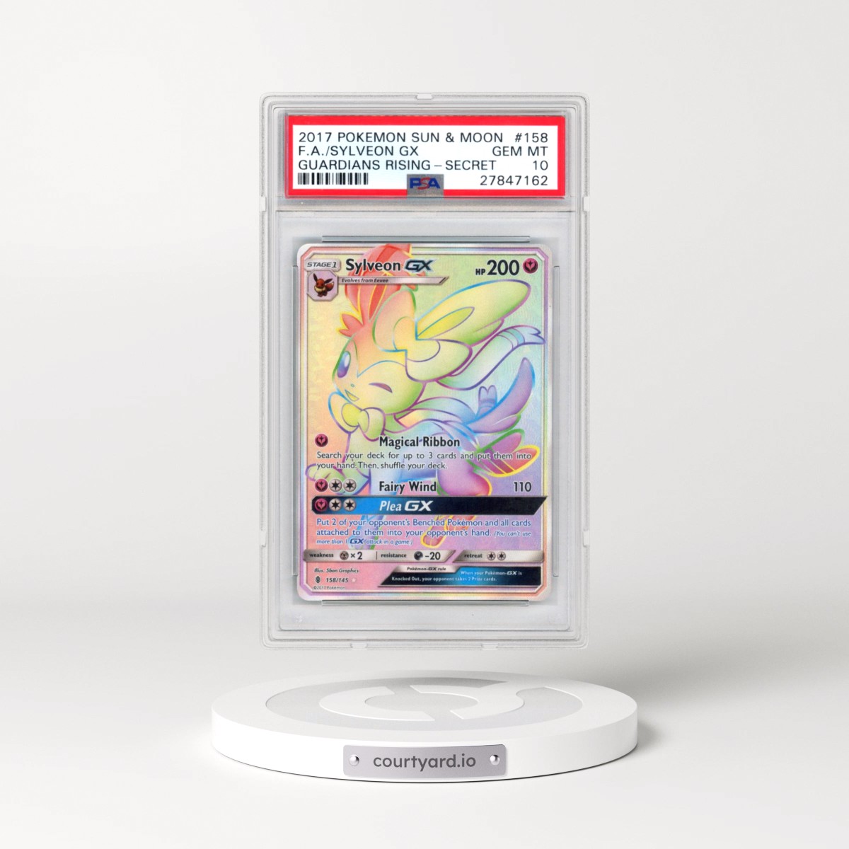 2017 Pokémon Sun & Moon Guardians Rising #158 Sylveon GX - Holo Full Art Secret (PSA 10 GEM MINT)