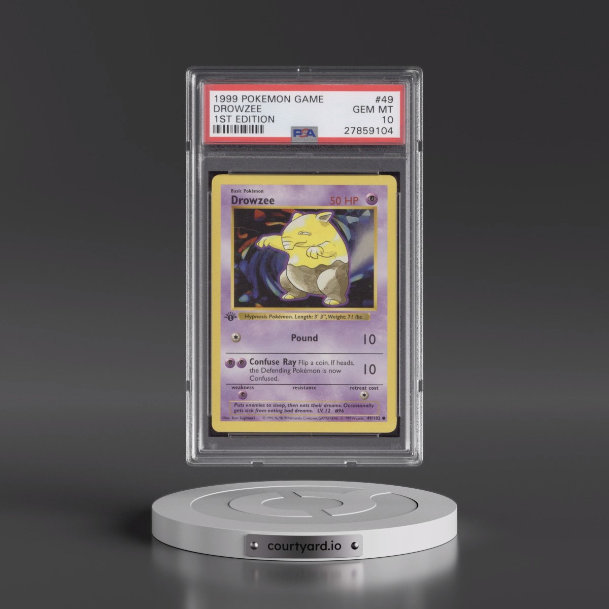 1999 Pokémon Game #49 Drowzee - 1st Edition (PSA 10 GEM MINT)