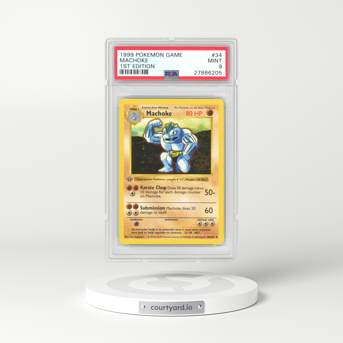 1999 Base Set #34 Machoke - 1st Edition Shadowless (PSA 9 MINT)