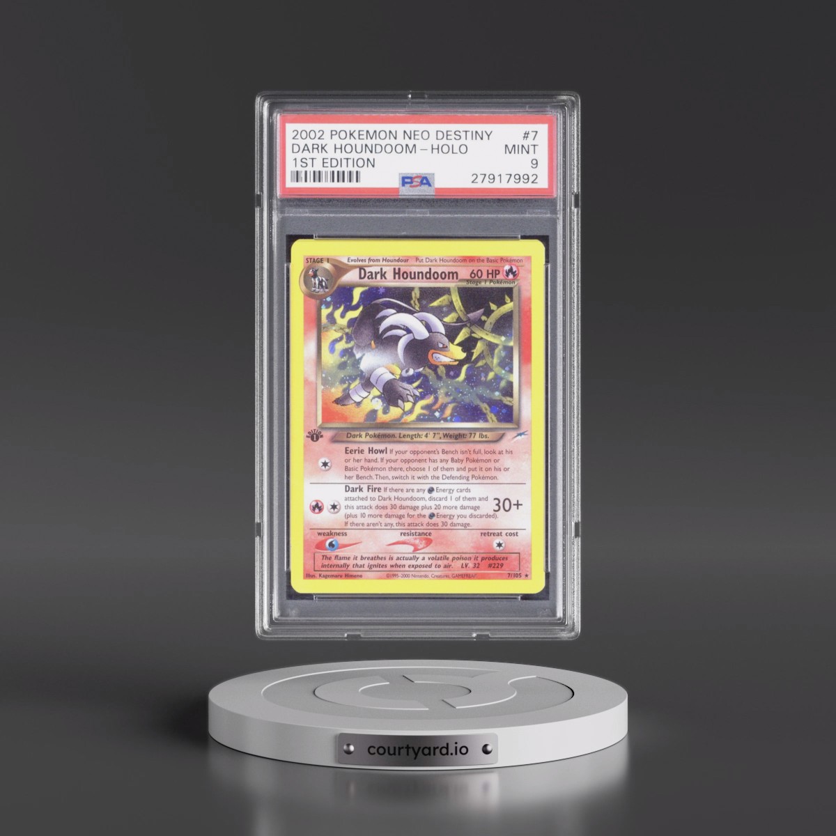 2002 Pokémon Neo Destiny #7 Dark Houndoom - 1st Edition Holo (PSA 9 MINT)