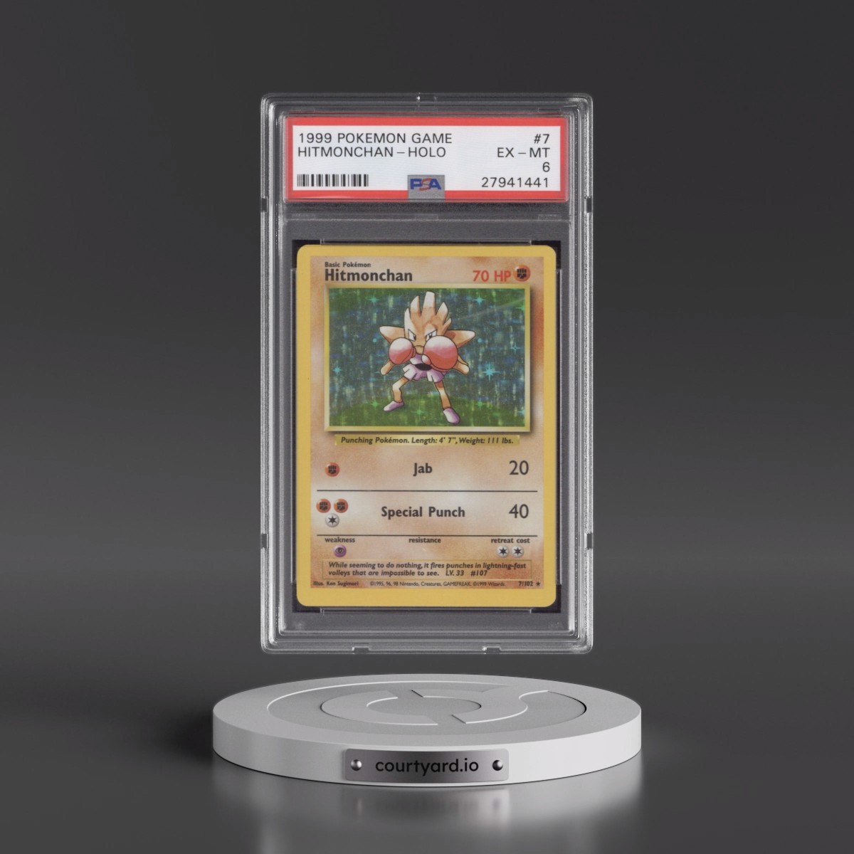 1999 Pokémon Game #7 Hitmonchan - Holo (PSA 6 EX-MT)