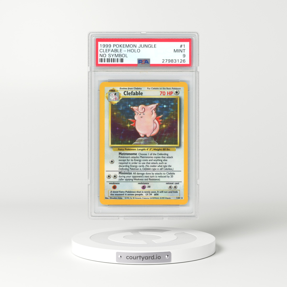 1999 Jungle #1 Clefable - Holo No Set Symbol (PSA 9 MINT)