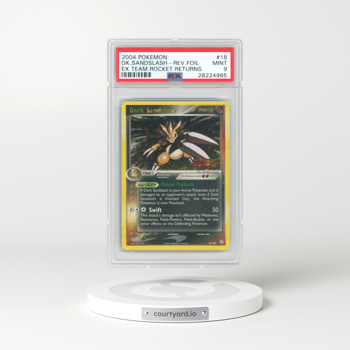 2004 Pokémon EX Team Rocket Returns #18 Dark Sandslash - Reverse Foil (PSA 9 MINT)