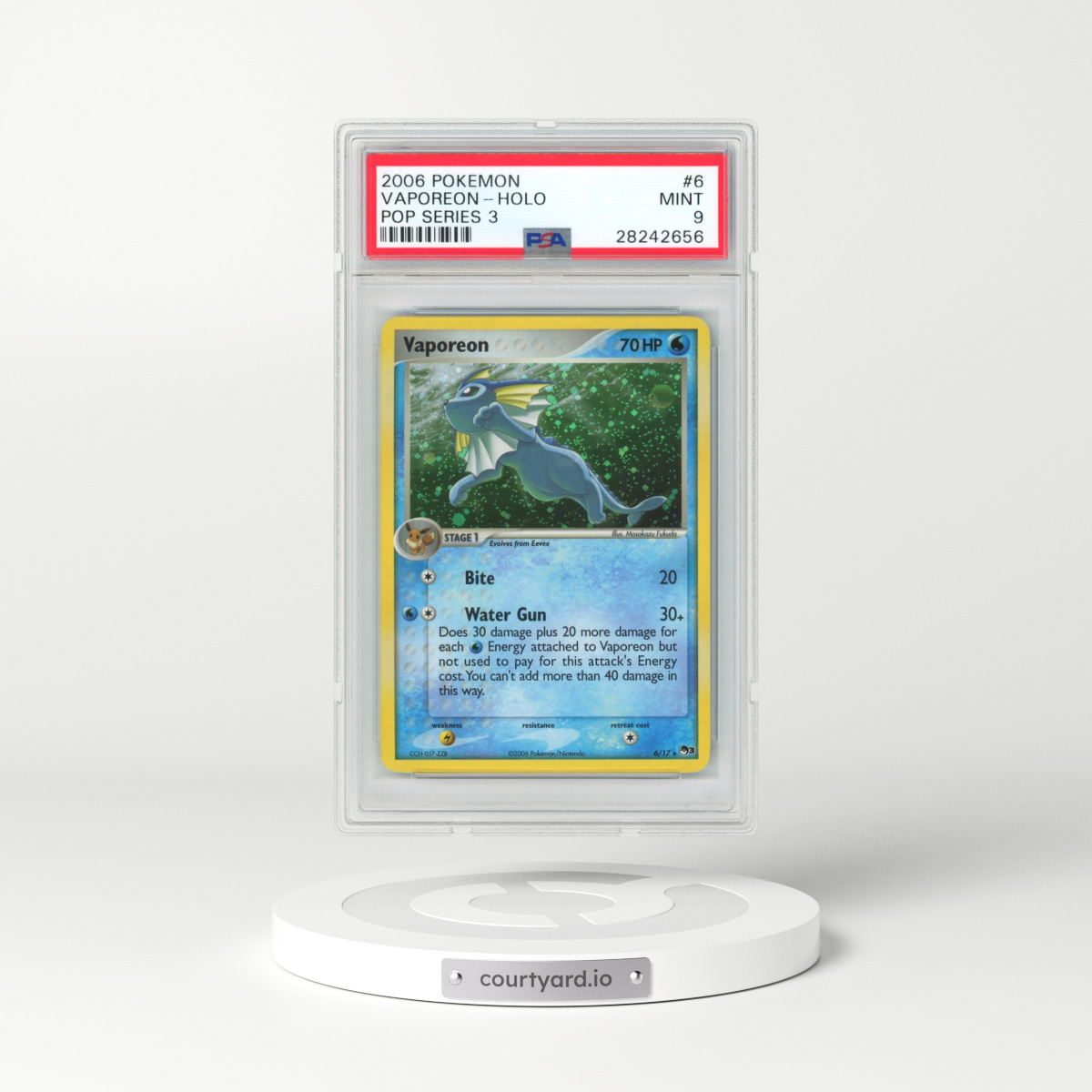 2006 Pokémon Pop Series 3 #6 Vaporeon - Holo (PSA 9 MINT)