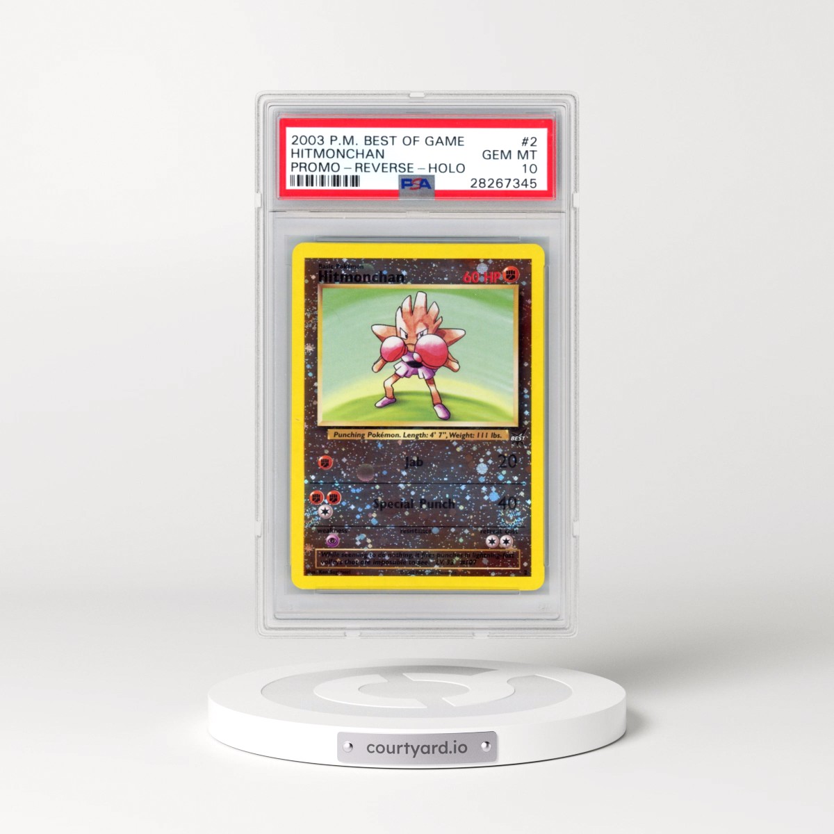 2003 Pokémon Best of Game Promo #2 Hitmonchan - Reverse Foil (PSA 10 GEM MINT)