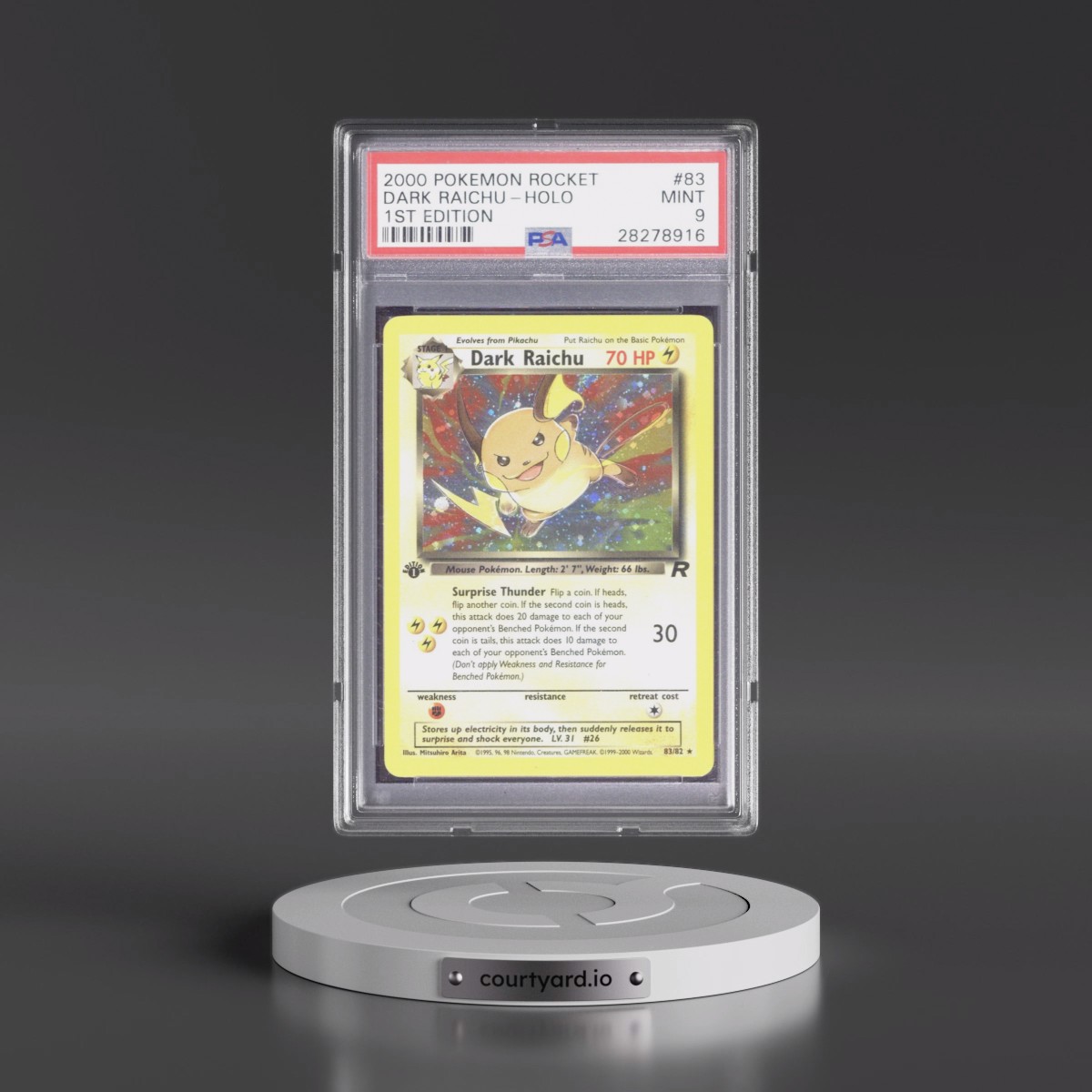 2000 Pokémon Rocket #83 Dark Raichu - 1st Edition Holo (PSA 9 MINT)