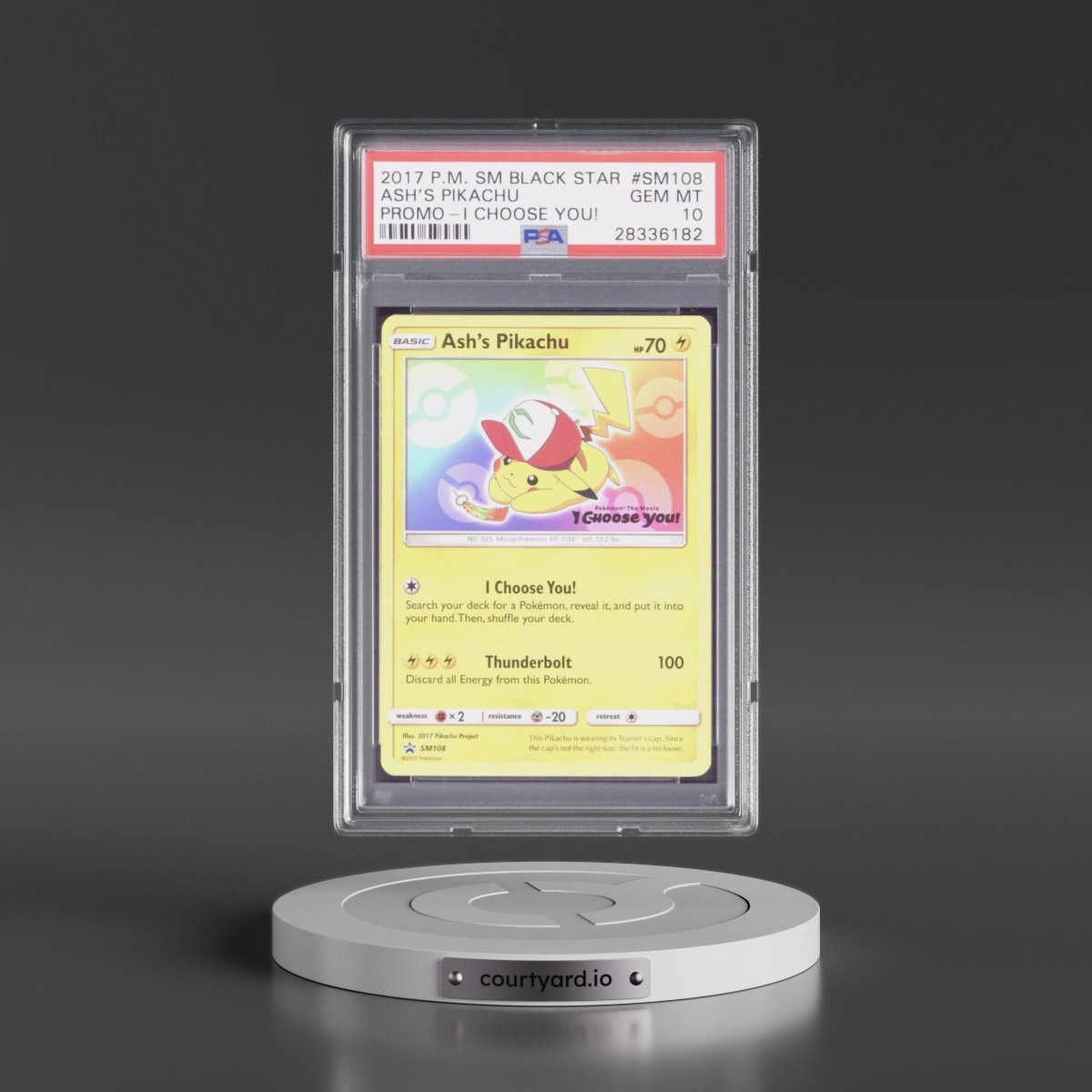 2017 Pokémon SM Black Star Promo #SM108 Ash's Pikachu - I Choose You! (PSA 10 GEM MINT)