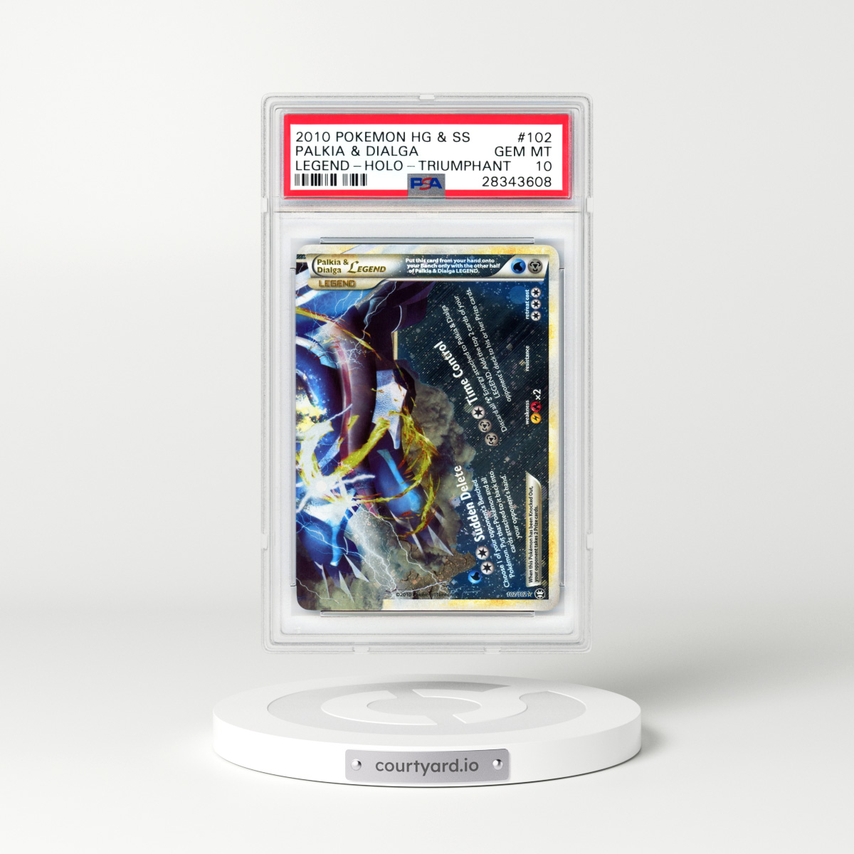 2010 HS Triumphant #102 Palkia & Dialga LEGEND - Full Art Holo (PSA 10 GEM MINT)