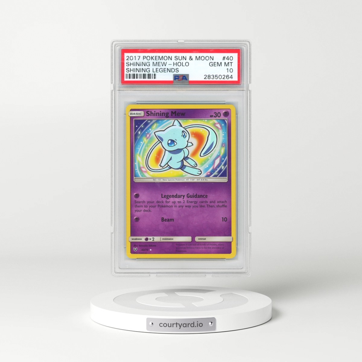 2017 Pokémon Sun & Moon Shining Legends #40 Shining Mew - Holo Holo (PSA 10 GEM MINT)