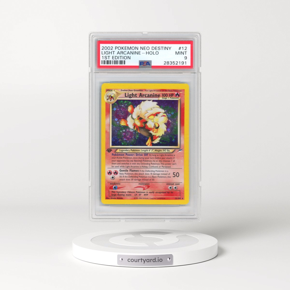 2002 Pokémon Neo Destiny #12 Light Arcanine - 1st Edition Holo (PSA 9 MINT)
