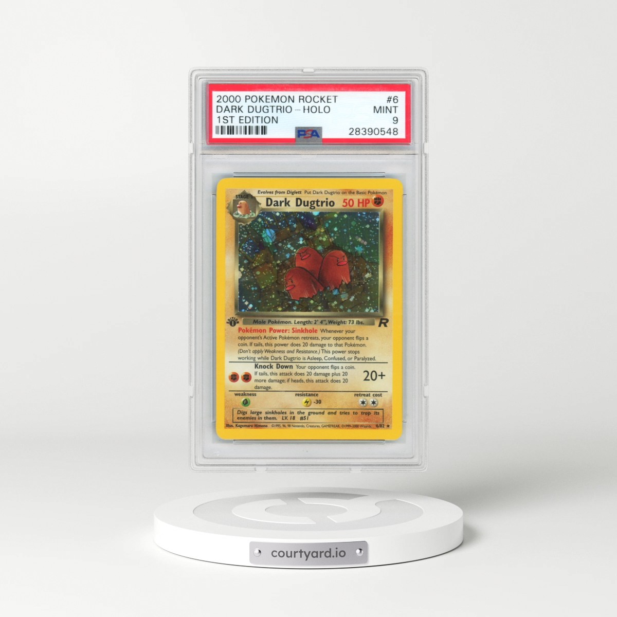 2000 Pokémon Rocket #6 Dark Dugtrio - 1st Edition Holo (PSA 9 MINT)