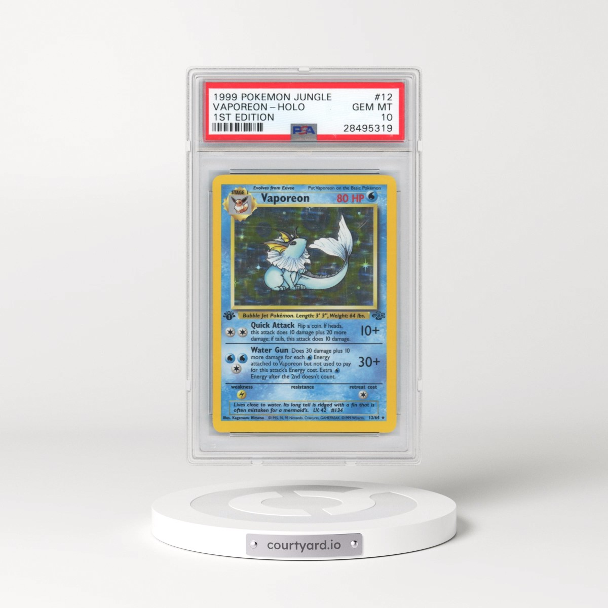 1999 Pokémon Jungle Vaporeon - 1st Edition Holo #12 PSA 10