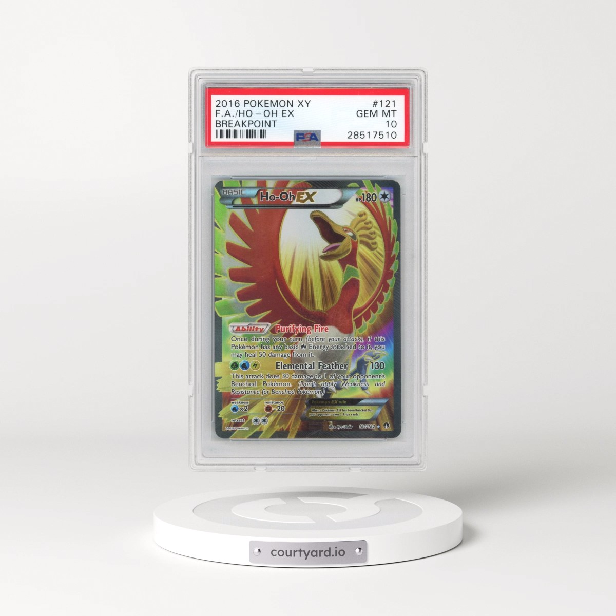 2016 Pokémon XY Breakpoint #121 HO-Oh EX - Holo Full Art (PSA 10 GEM MINT)