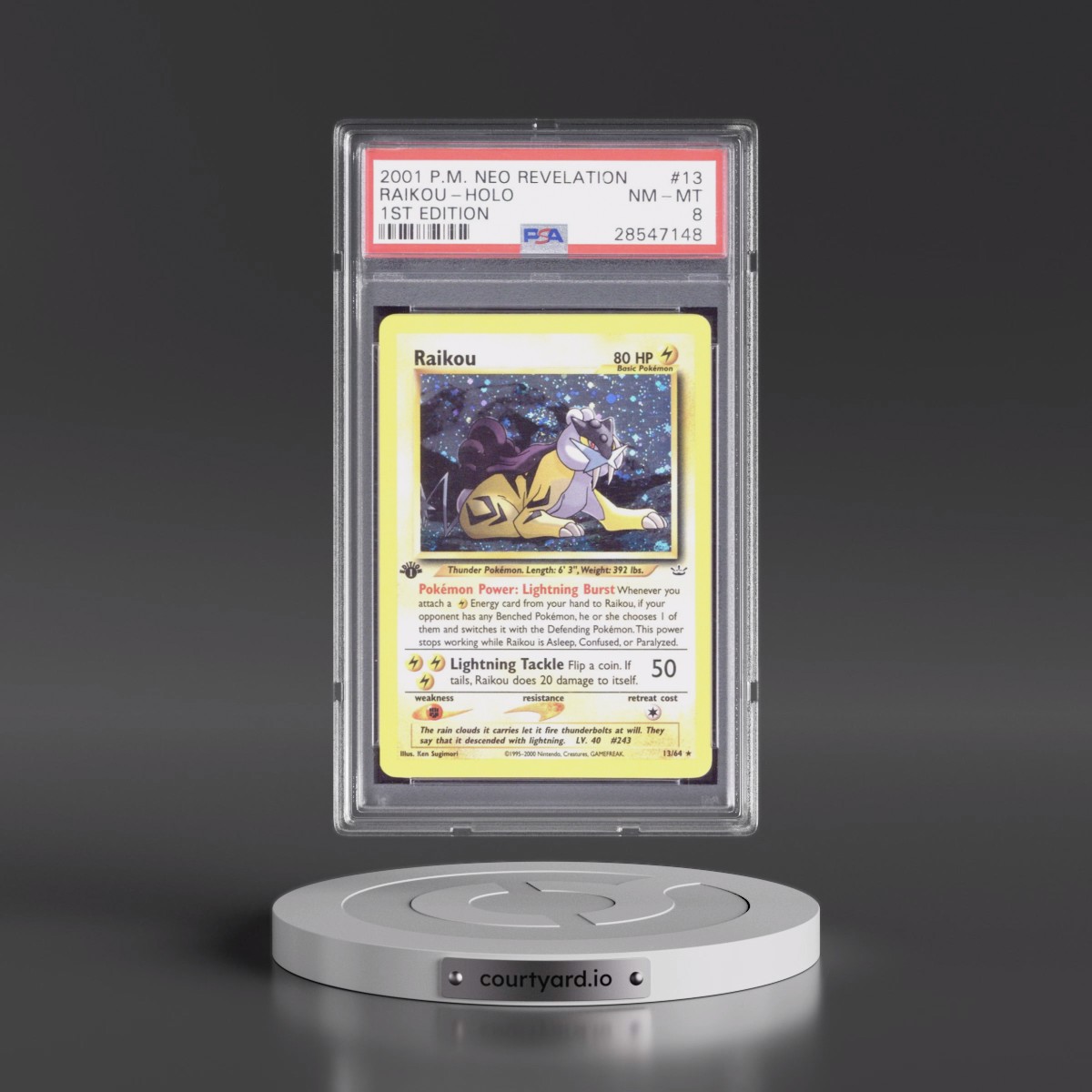 2001 Pokémon Neo Revelation #13 Raikou - 1st Edition Holo (PSA 8 NM-MT)