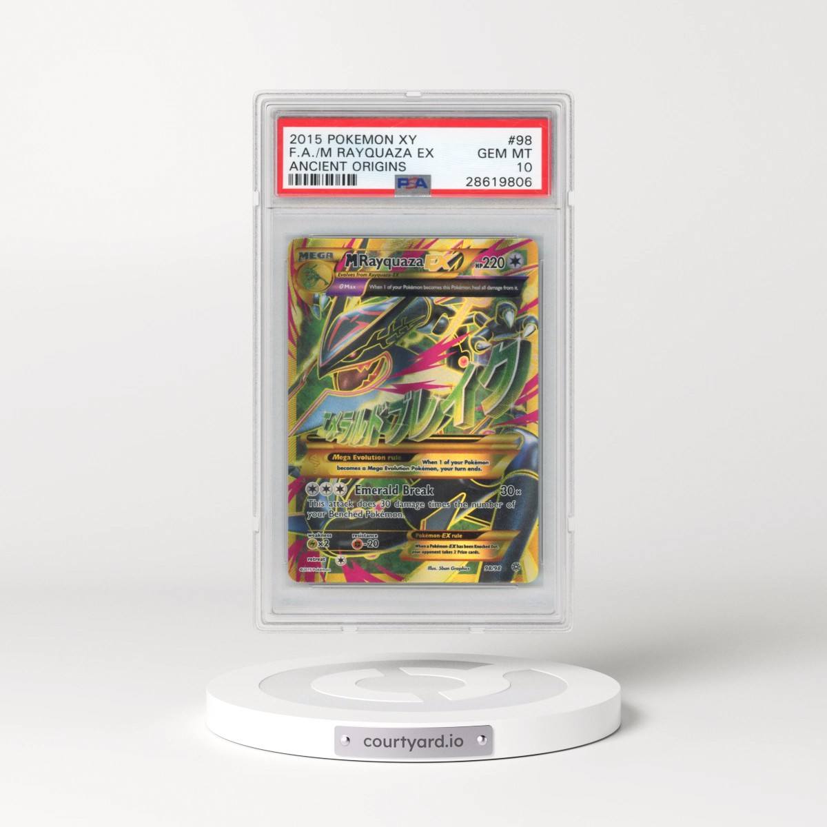 2015 Pokémon XY Ancient Origins #98 M Rayquaza EX - Holo Full Art (PSA 10 GEM MINT)