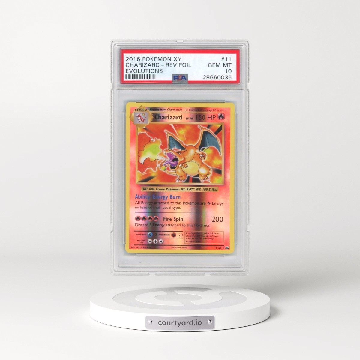 2016 Pokémon XY Evolutions #11 Charizard - Reverse Foil (PSA 10 GEM MINT)