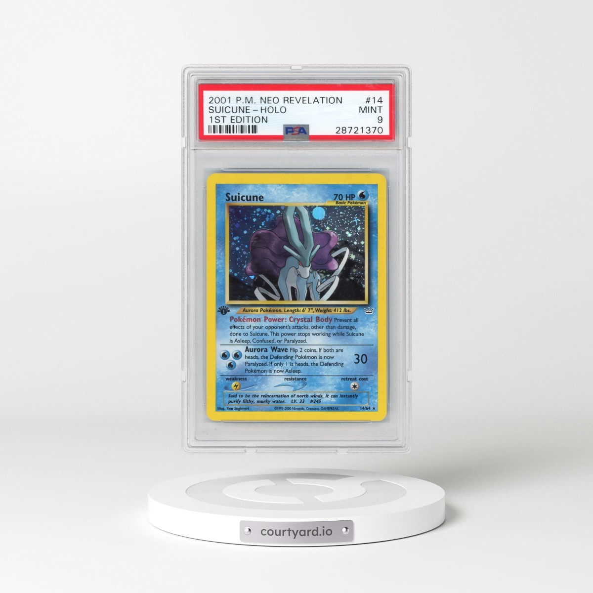 2001 Pokémon Neo Revelation #14 Suicune - 1st Edition Holo (PSA 9 MINT)